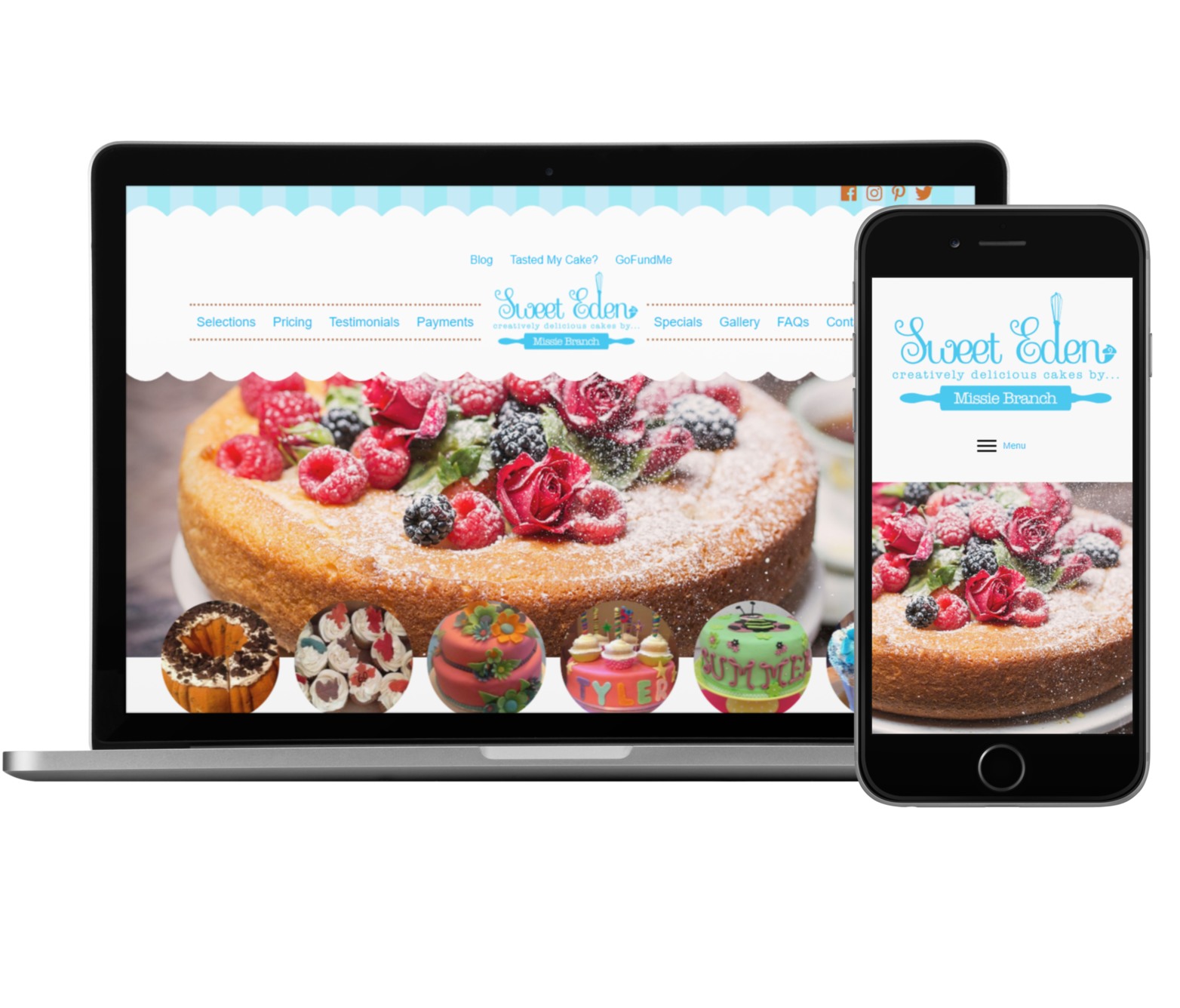 Online Bakery Website Design by June Wilson of JDWeb Solutions - Sweet Eden Sweets by Missie Branch 2019 2020